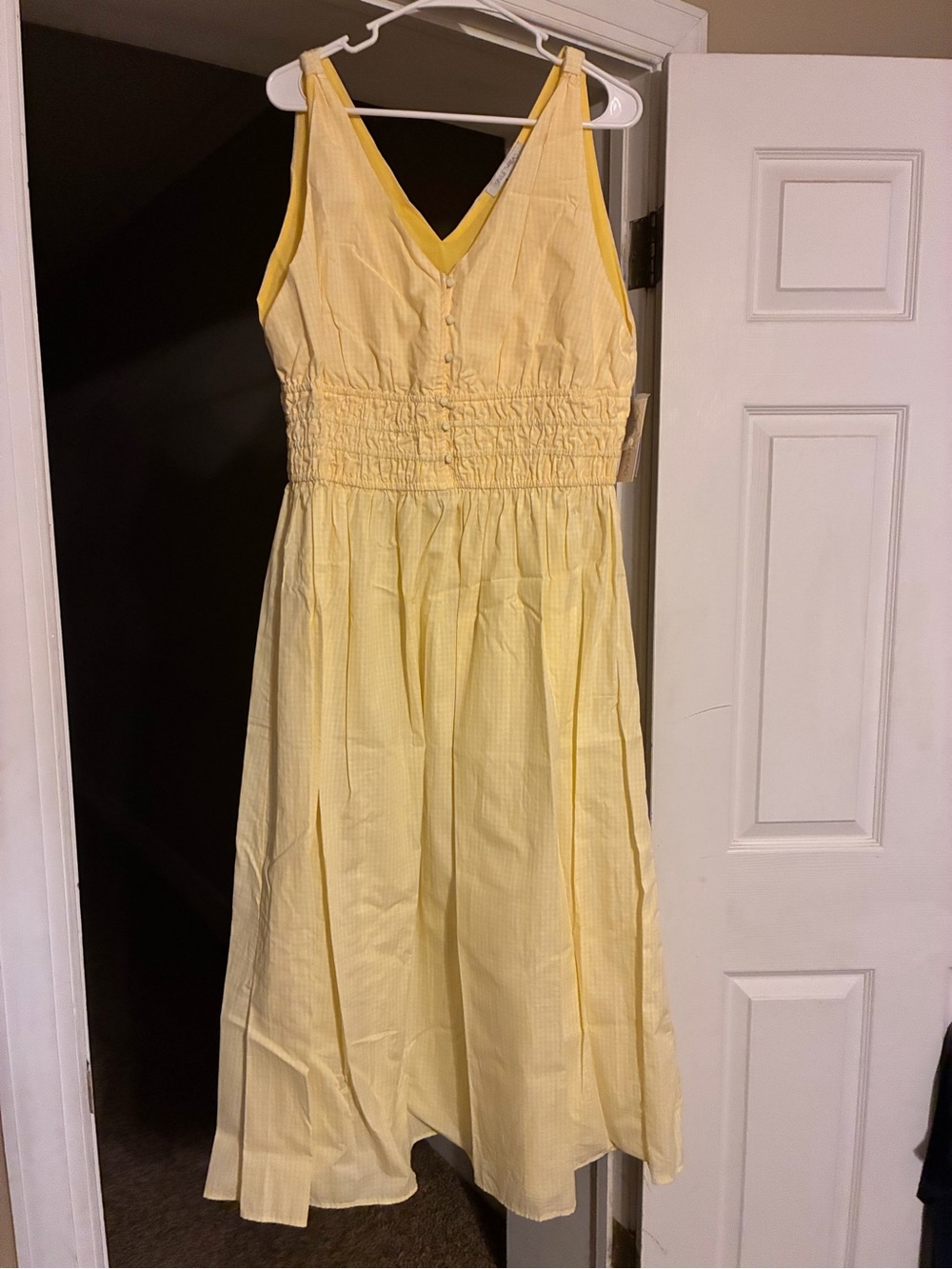 Girls Yellow Smocked Waist Sundress